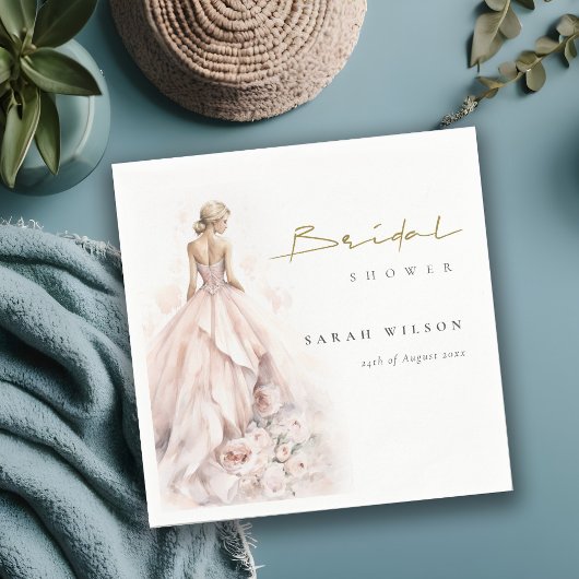 水モダン色結婚ブライダルシャワー スタンダードカクテルナプキン