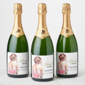 水モダン色結婚ブライダルシャワー スパークリングワインラベル (ボトル)