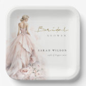 水モダン色結婚ブライダルシャワー ペーパープレート (正面)