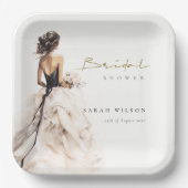 水モダン色結婚ブライダルシャワー ペーパープレート (正面)