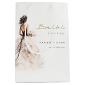 水モダン色結婚ブライダルシャワー ミディアムペーパーバッグ (正面)