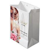 水モダン色結婚ブライダルシャワー ミディアムペーパーバッグ (正面アングル)