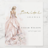 水モダン色結婚ブライダルシャワー ワインラベル (シングルラベル)