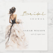 水モダン色結婚ブライダルシャワー ワインラベル (シングルラベル)