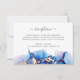 水モダン色結婚式レセプションカード 招待状