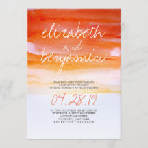 水モダン色結婚式招待状