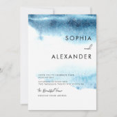 水モダン色結婚式招待状。招待状 招待状 (正面)