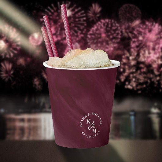 水モダン色結婚Burgundy ID816 紙コップ