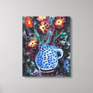 水モダン色絵画，花 キャンバスプリント