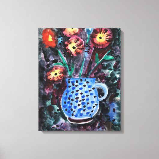 水モダン色絵画，花 キャンバスプリント (正面)