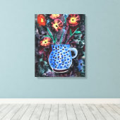 水モダン色絵画，花 キャンバスプリント (インサイチュ (ウッドフロア))