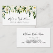 水モダン色緑白フローラ 名刺 (正面/裏面)