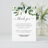 水モダン色緑色植物性ベビーシャワー サンキューカード (スタンド正面)