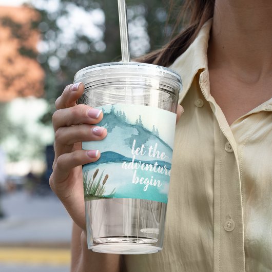 水モダン色自然冒険を始めよう アクリルタンブラー