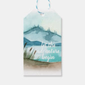 水モダン色自然冒険を始めよう ギフトタグ (正面)
