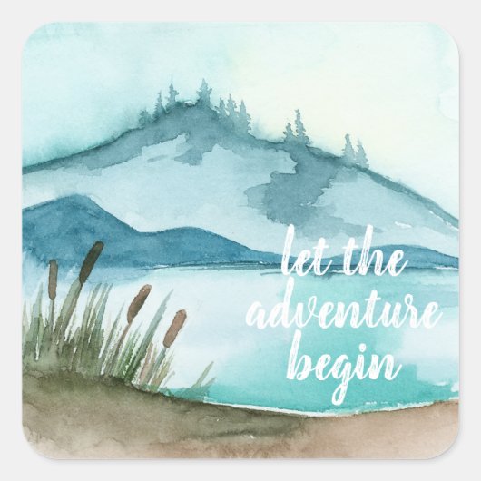 水モダン色自然冒険を始めよう スクエアシール (正面)