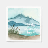 水モダン色自然冒険を始めよう スタンダードカクテルナプキン (正面)