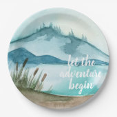 水モダン色自然冒険を始めよう ペーパープレート (正面)