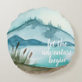 水モダン色自然冒険を始めよう ラウンドクッション (裏面)
