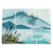 水モダン色自然冒険を始めよう ラージペーパーバッグ (正面)