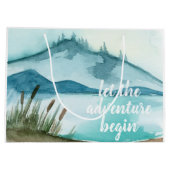 水モダン色自然冒険を始めよう ラージペーパーバッグ (裏面)