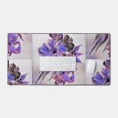 水モダン色芸術的紫と紫 デスクマット (キーボード&マウス)