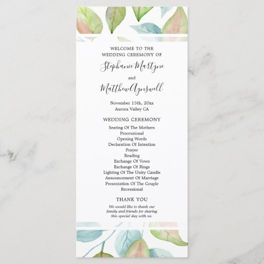 水モダン色葉の結婚花 プログラム (正面)