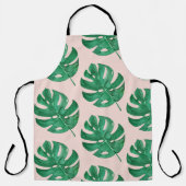 水モダン色葉ピンクと緑 エプロン (正面)