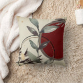 水モダン色葉 |クリーム&ブルゴーニュ クッション (ブランケット)