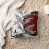 水モダン色葉 |グレーとブルゴーニュ クッション (ブランケット)