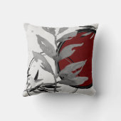 水モダン色葉 |グレーとブルゴーニュ クッション (裏面)