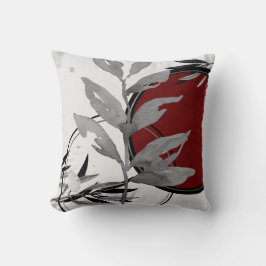 水モダン色葉 |グレーとブルゴーニュ クッション