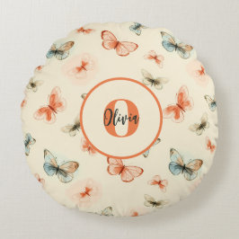 水モダン色蝶 ラウンドクッション