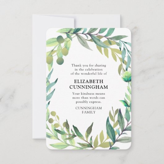 水モダン色観葉記念碑 サンキューカード (正面)