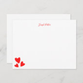 水モダン色赤いハートバレンタインデー ノートカード (正面/裏面)