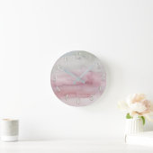 水モダン色赤面ピンクグレーグラムカスタム ラウンド壁時計 (ホーム)