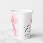 水モダン色赤面ピンクボウその女の子 紙コップ (右)