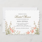 水モダン色野生花フローラブライダルシャワー 招待状 (正面)
