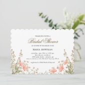 水モダン色野生花フローラブライダルシャワー 招待状 (スタンド正面)