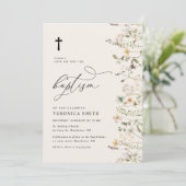 水モダン色野花バプテスマ 招待状 (スタンド正面)