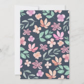 水モダン色野花ブライダルシャワー 招待状 (裏面)