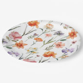 水モダン色野草花柄 ペーパープレート (アングル)