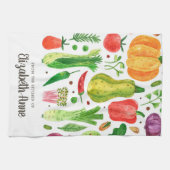 水モダン色野菜ベジースクリプト名 キッチンタオル (横)