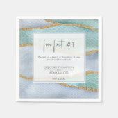 水モダン色金ゴールドほこりっぽい青おもしろいファクト結婚ズ スタンダードカクテルナプキン (正面)