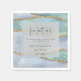 水モダン色金ゴールドほこりっぽい青おもしろいファクト結婚ズ スタンダードカクテルナプキン