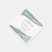 水モダン色金ゴールドほこりっぽい青おもしろいファクト結婚ズ スタンダードカクテルナプキン (角)