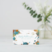 水モダン色金ゴールドターコイズオレンジ（ばちゃばちゃ）跳ねる 名刺 (スタンド正面)