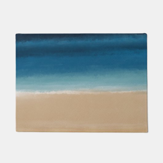 水モダン色金ゴールドブルービーチ ドアマット (正面)