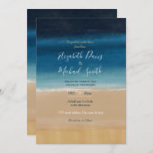 水モダン色金ゴールドブルービーチ 招待状 (正面/裏面)