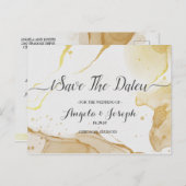 水モダン色金ゴールド日付ポストカードの保存 ポストカード (正面/裏面)